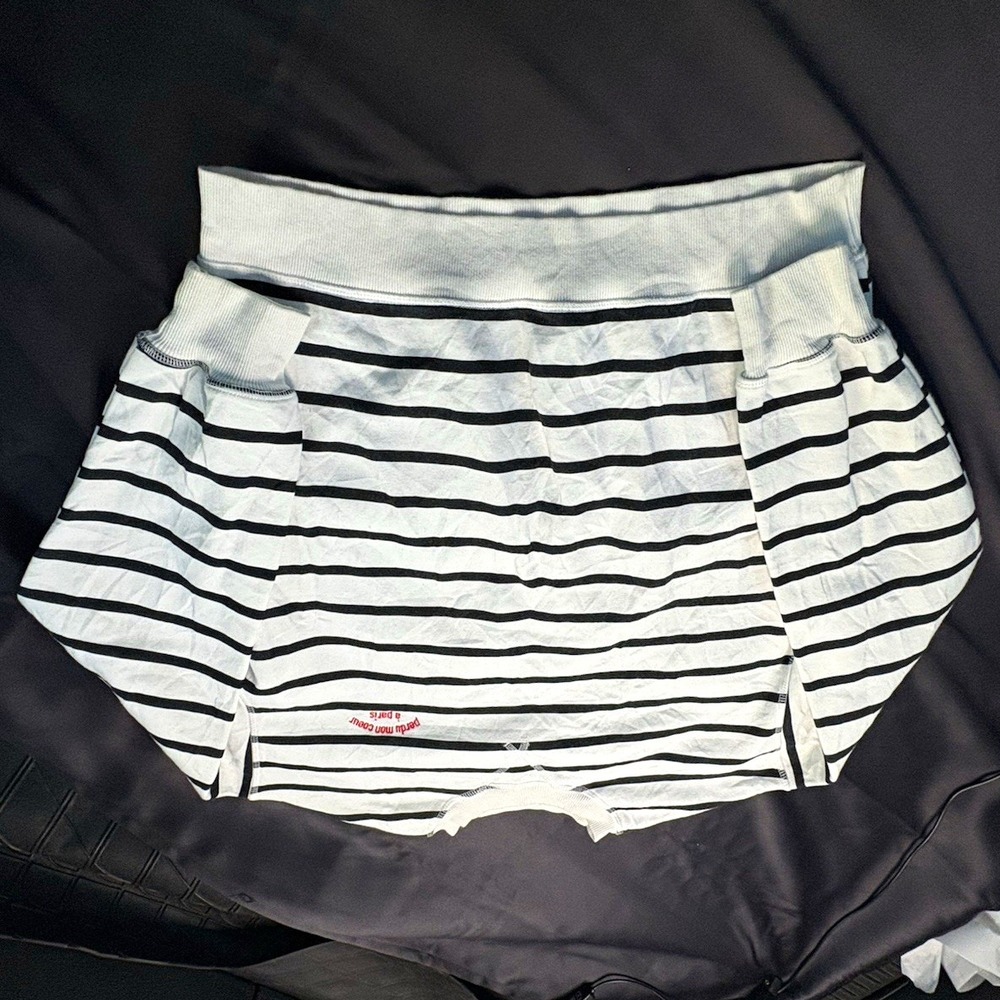 H&M Men M Striped Crewneck Pullover Sweatshirt Embroidered Paris White/Black